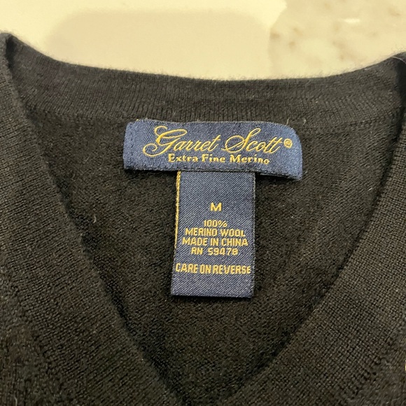 Black Garrett Scott wool v neck sweater - Picture 2 of 4